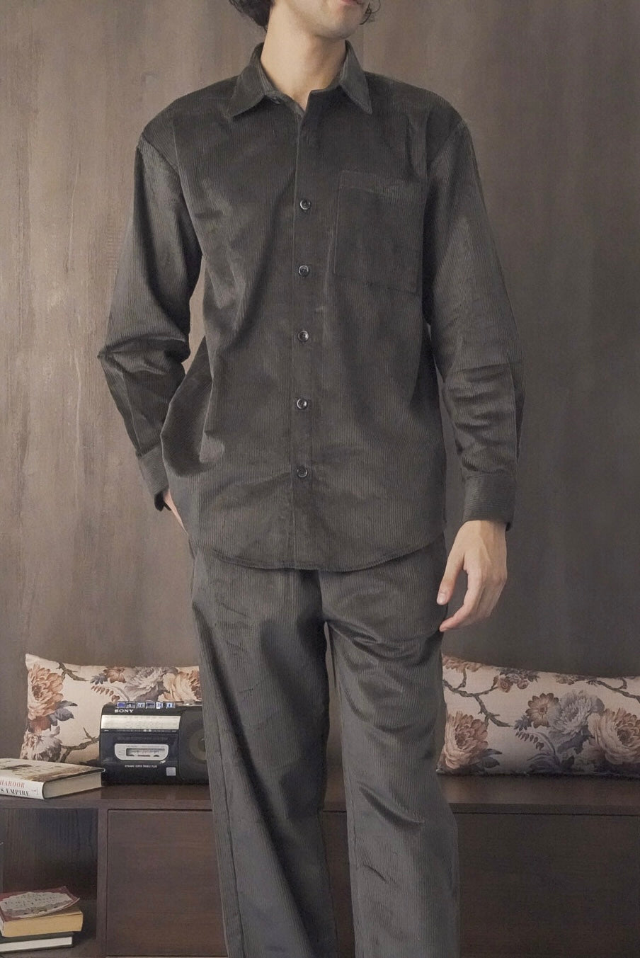 Corduroy Dark Green Men Shirt