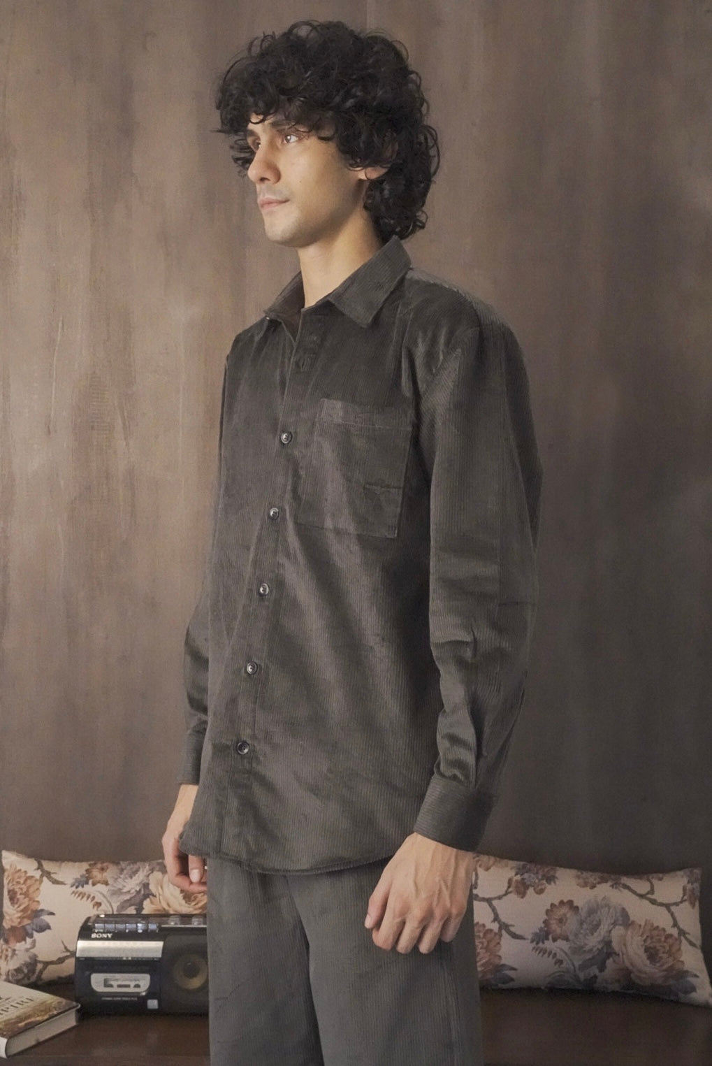 Corduroy Dark Green Men Shirt