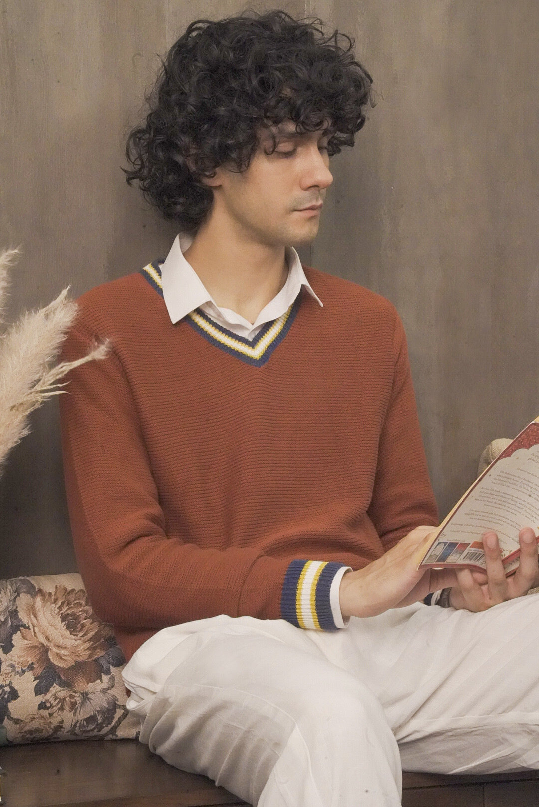 Men Brick Red Sweater