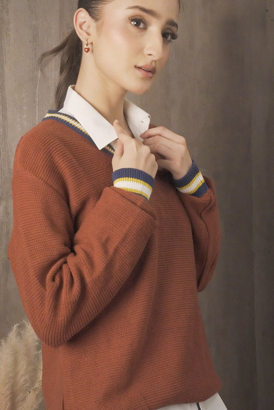 Women Brick Red Sweater