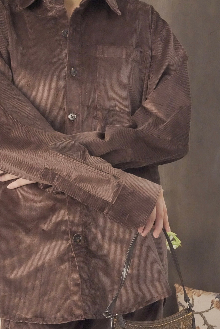 Corduroy Chocolate Brown Women Shirt