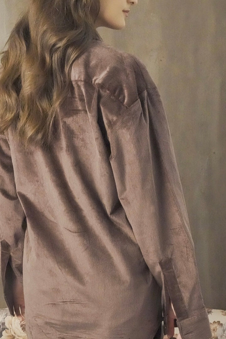 Corduroy Chocolate Brown Women Shirt