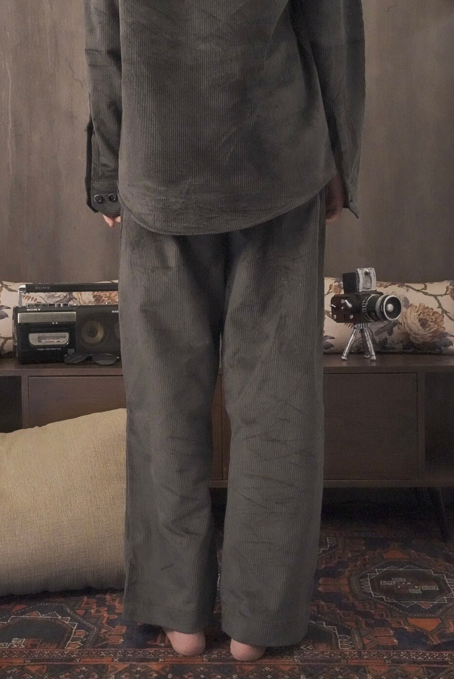 Corduroy Dark Green Women Trouser