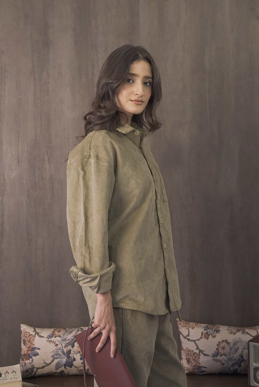 Corduroy Lemon Grass Women Shirt