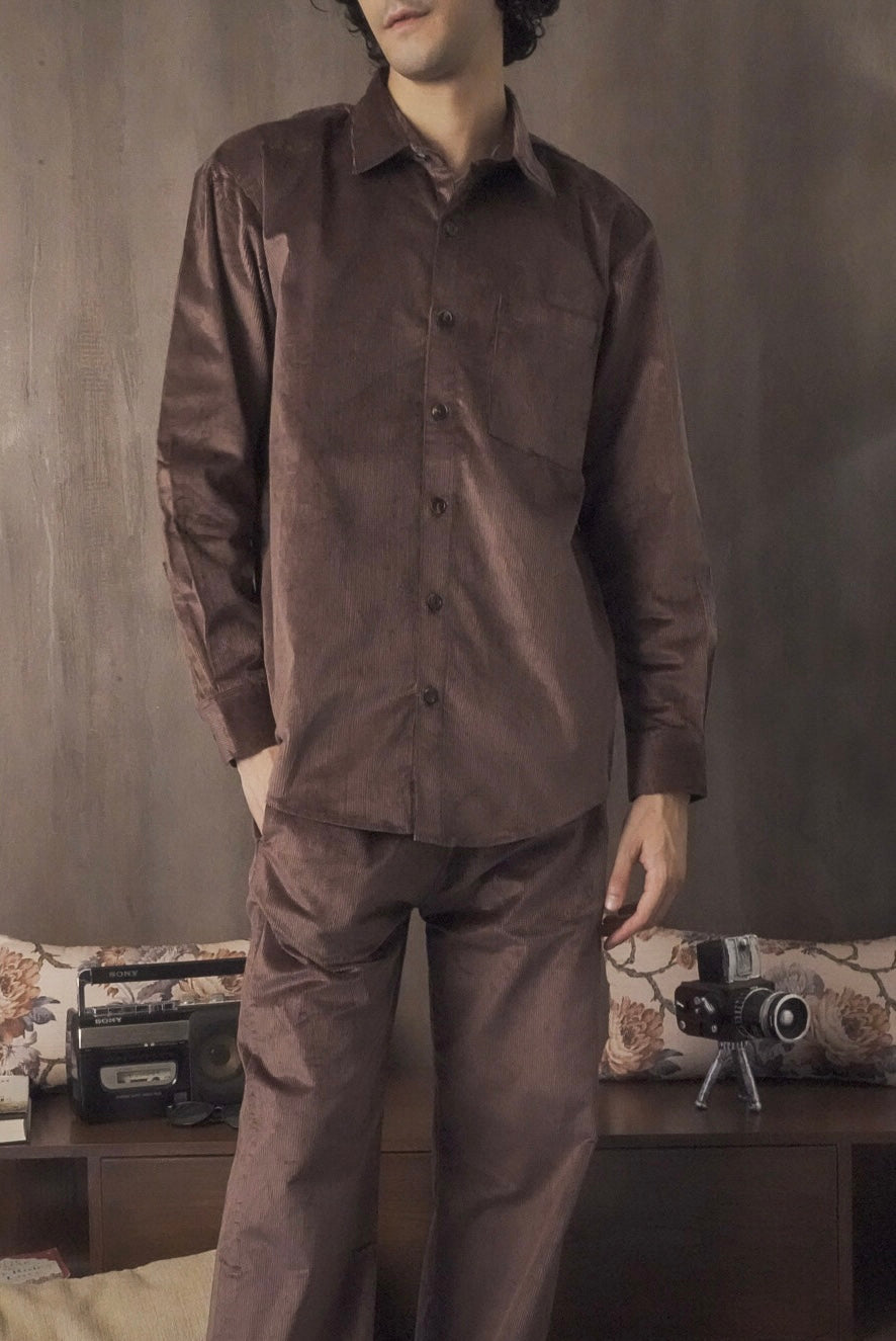 Corduroy Chocolate Brown Men Shirt