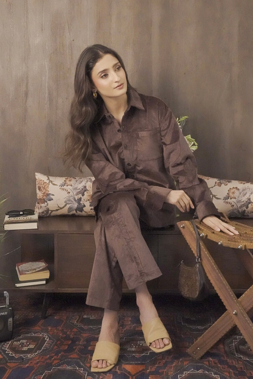 Corduroy Chocolate Brown Women Trouser