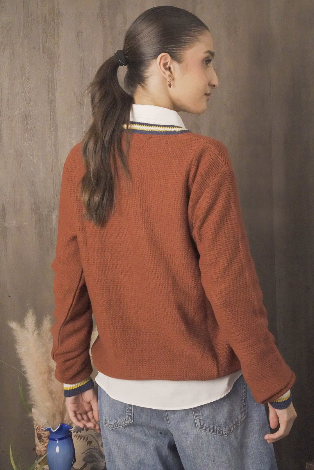 Women Brick Red Sweater