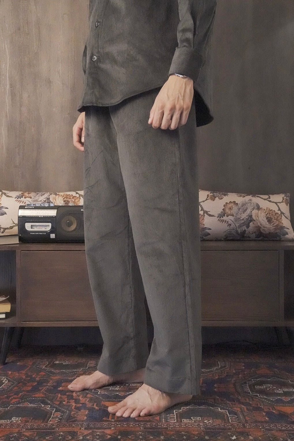 Corduroy Dark Green Men Trouser