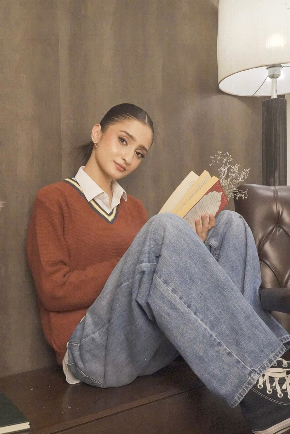 Women Brick Red Sweater