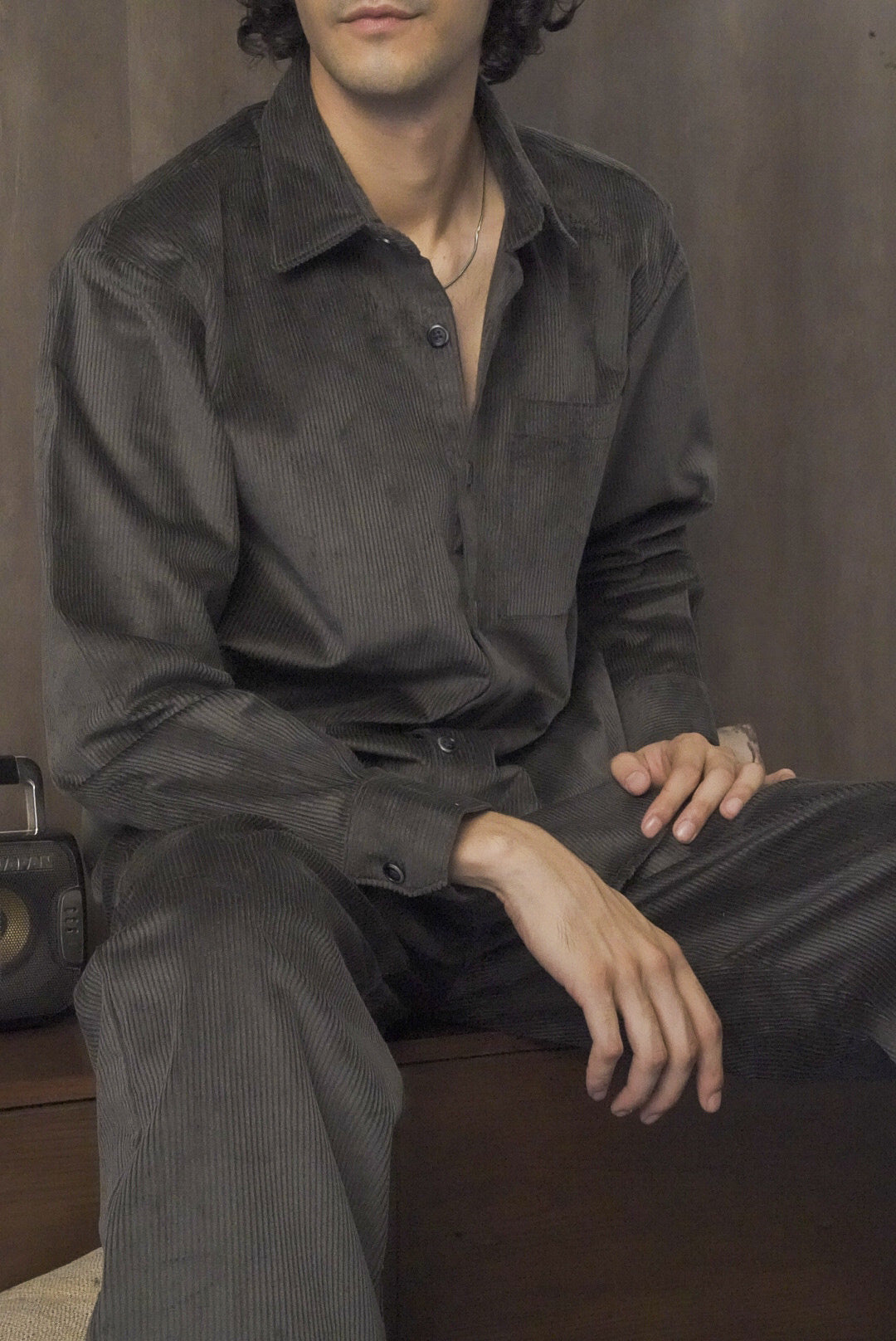 Corduroy Dark Green Men Shirt