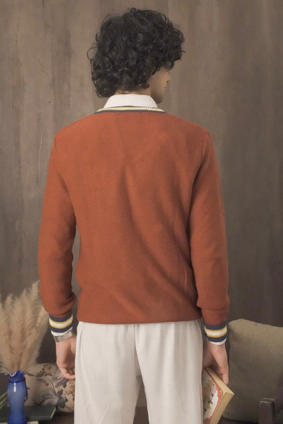 Men Brick Red Sweater