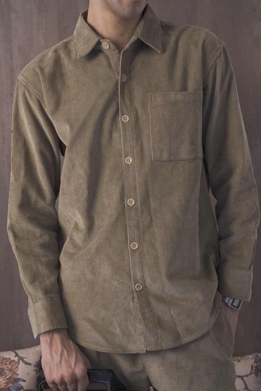 Corduroy Lemon Grass Men Shirt