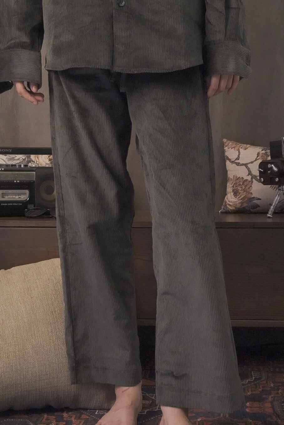 Corduroy Dark Green Women Trouser