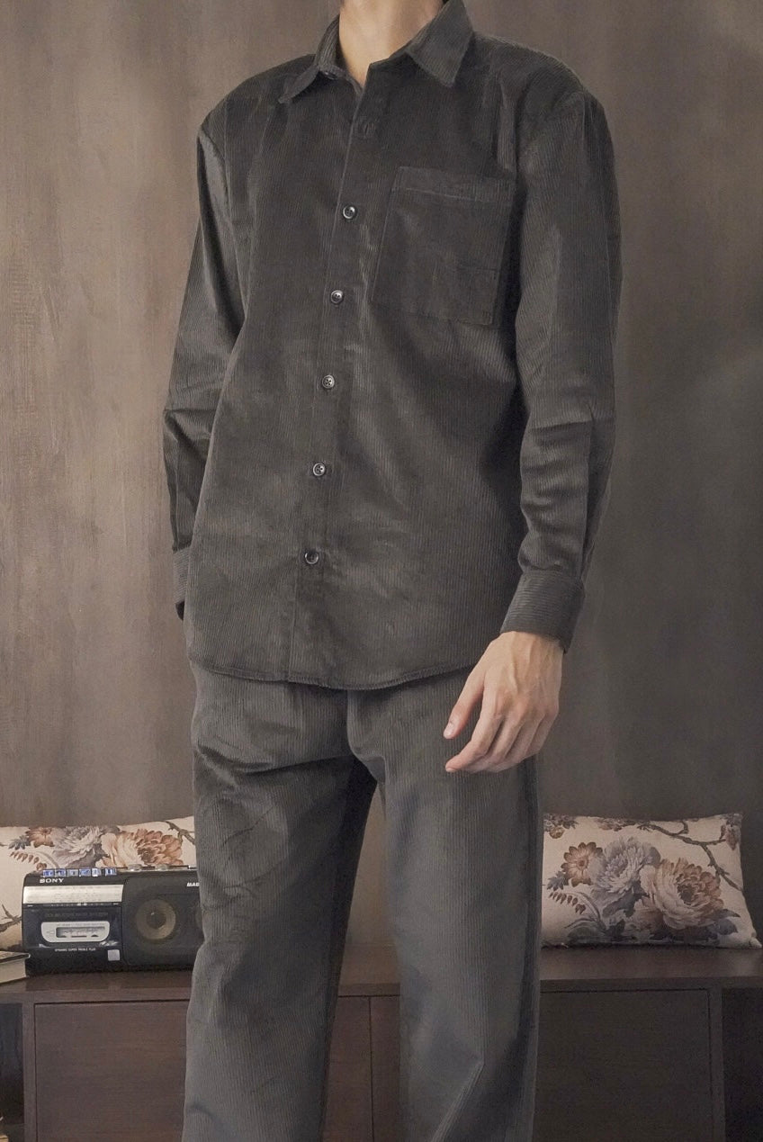 Corduroy Dark Green Men Shirt