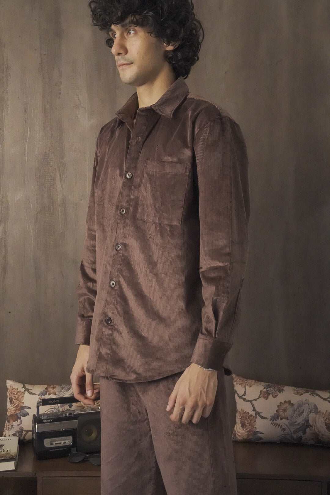 Corduroy Chocolate Brown Men Shirt
