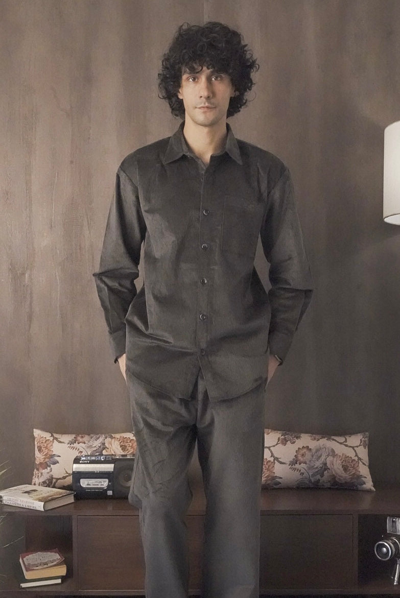 Corduroy Dark Green Men Shirt
