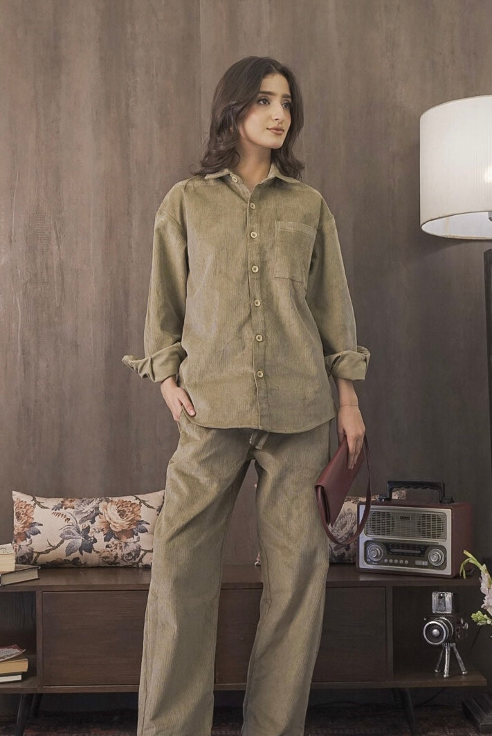 Corduroy Lemon Grass Women Shirt