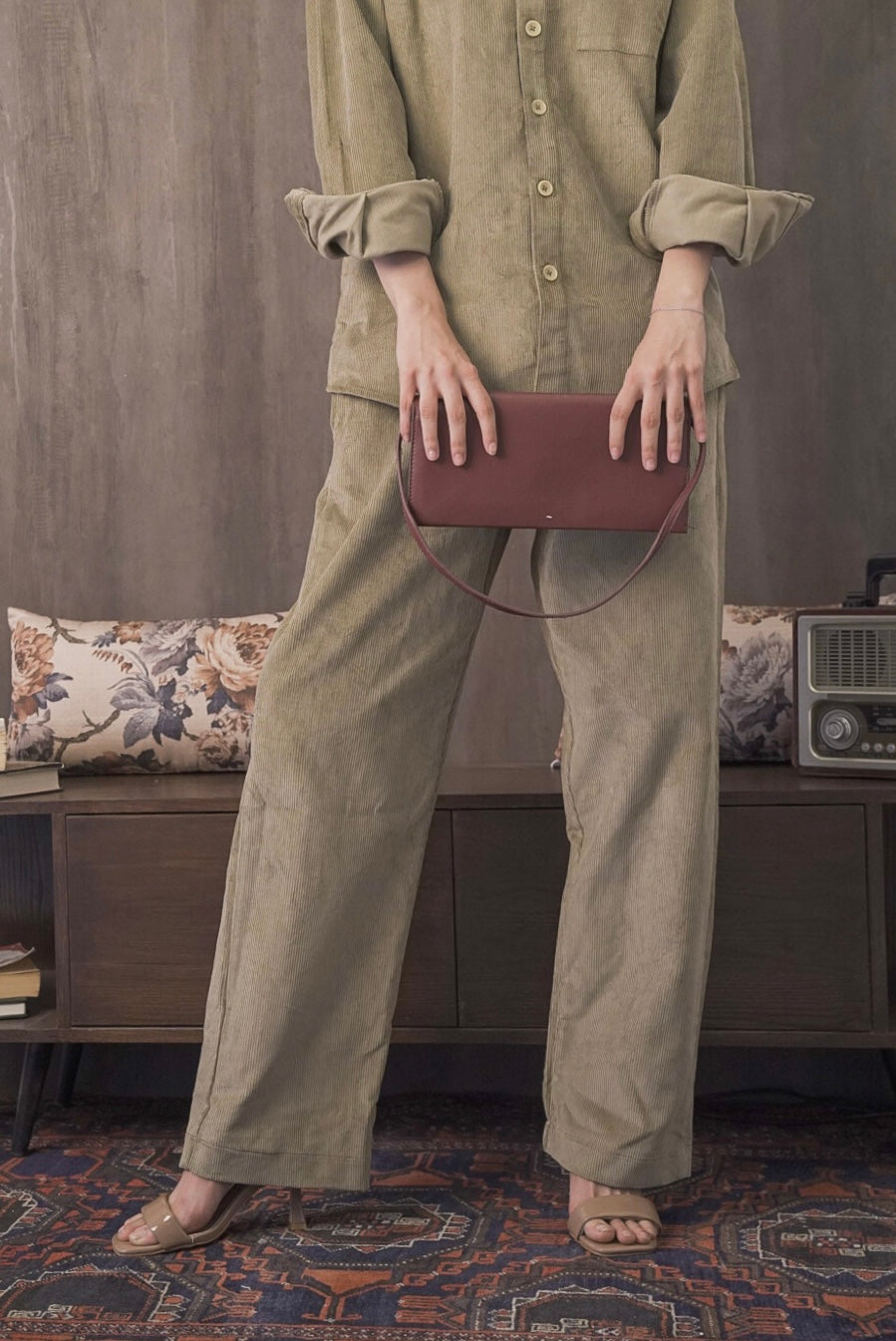 Corduroy Lemon Grass Women Trouser