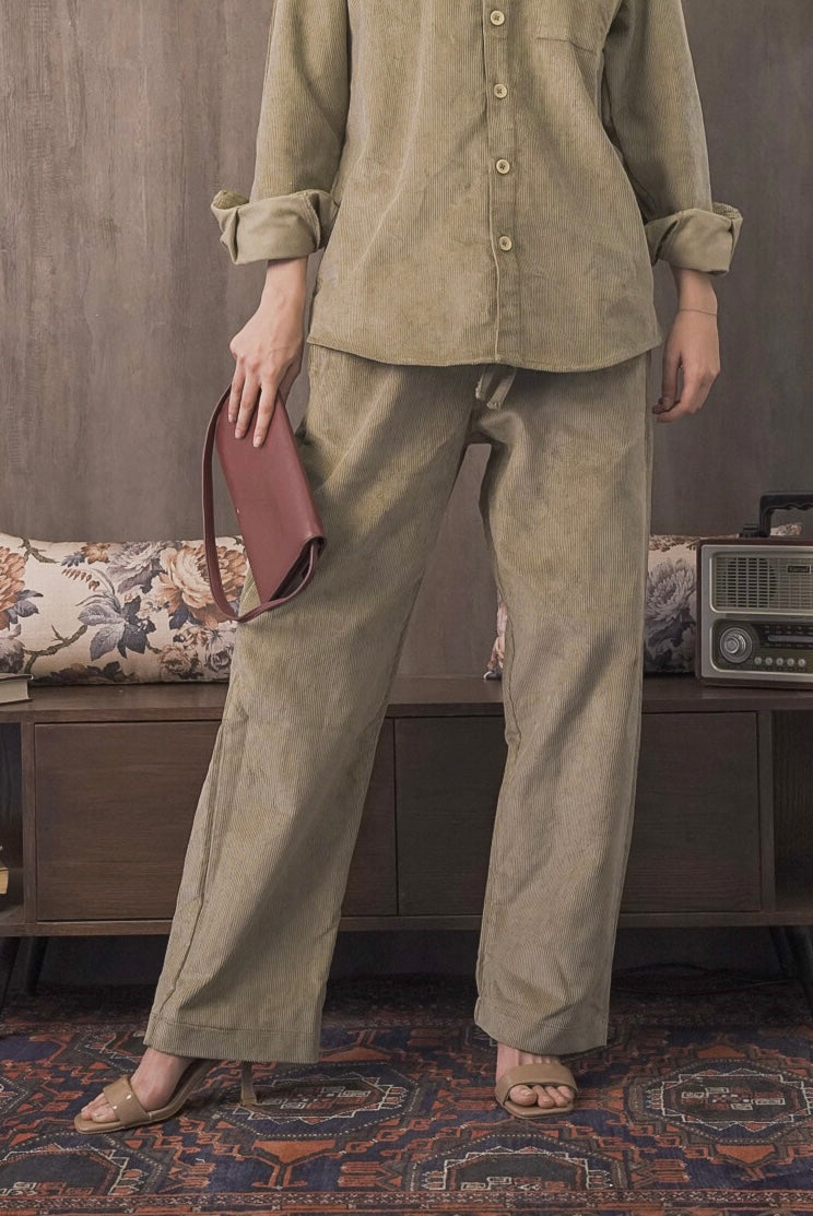 Corduroy Lemon Grass Women Trouser