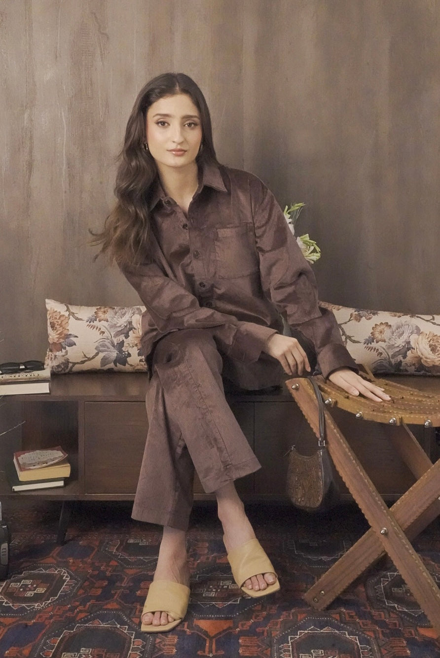 Corduroy Chocolate Brown Women Shirt