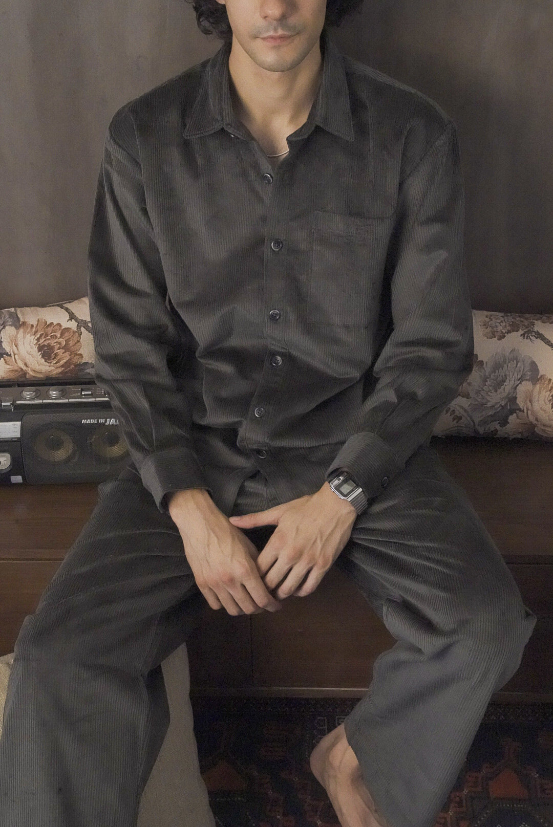 Corduroy Dark Green Men Shirt